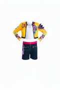 Yellow Black White Three Piece Jacket Shirt Costume and Leg Warmers for Women