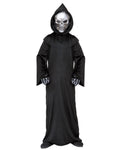 Black Hooded Grim Reaper Robe with Skull Mask and Bone Gloves Costume for Kids