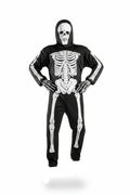 Black and White Skeleton Print Full Body Costume with Skull Mask | Kids