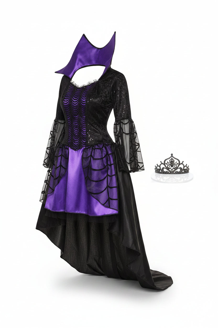 Purple Spiderweb Vampire Fairy Mini Dress Costume for Women | Halloween