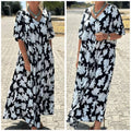 Printed V-Neck Maxi Dress for Women | Flowy Long Dress