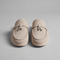 Beige Suede Slip-On Loafer Mules for Men with Metal Buckle