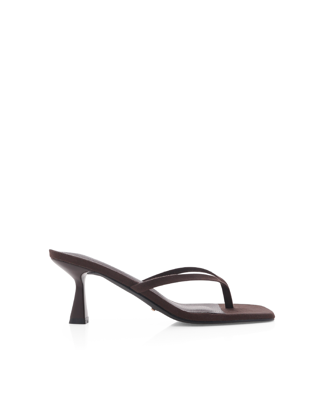 Suede Open Square Toe Thong Heels for Women