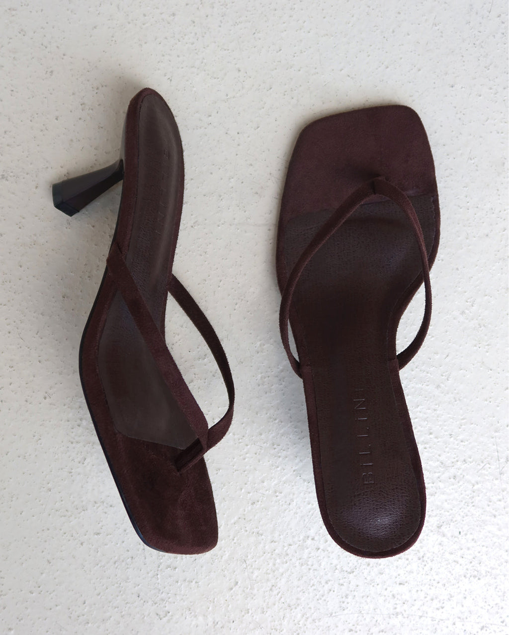 Suede Open Square Toe Thong Heels for Women
