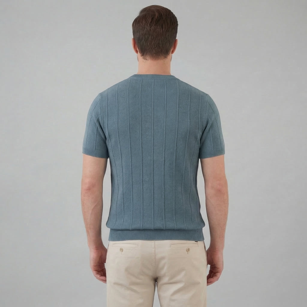 Ribbed Knit Long Sleeve T-Shirt for Men