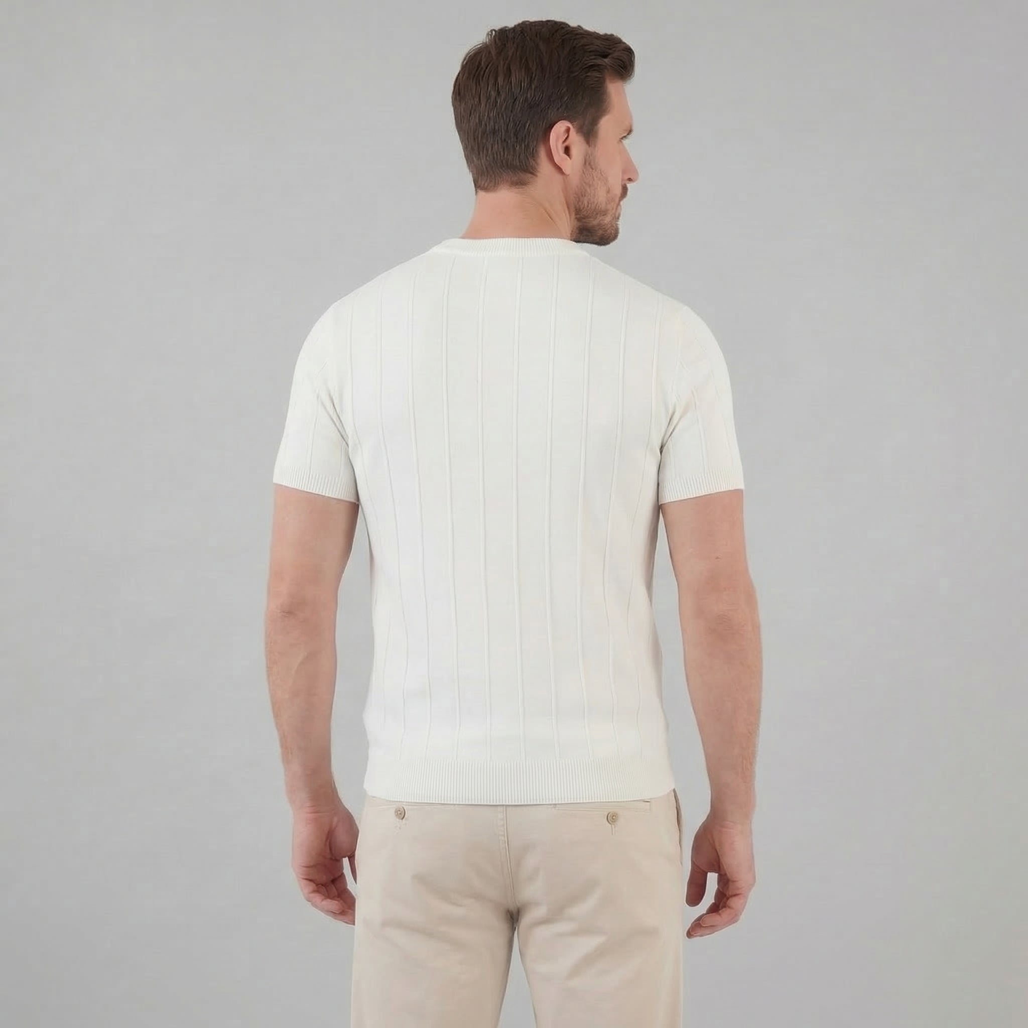 Ribbed Knit Long Sleeve T-Shirt for Men