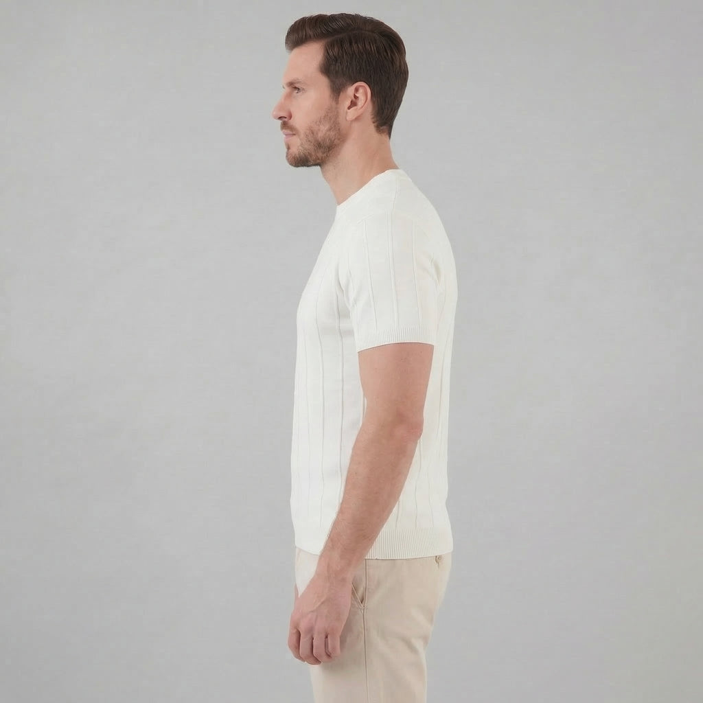 Ribbed Knit Long Sleeve T-Shirt for Men