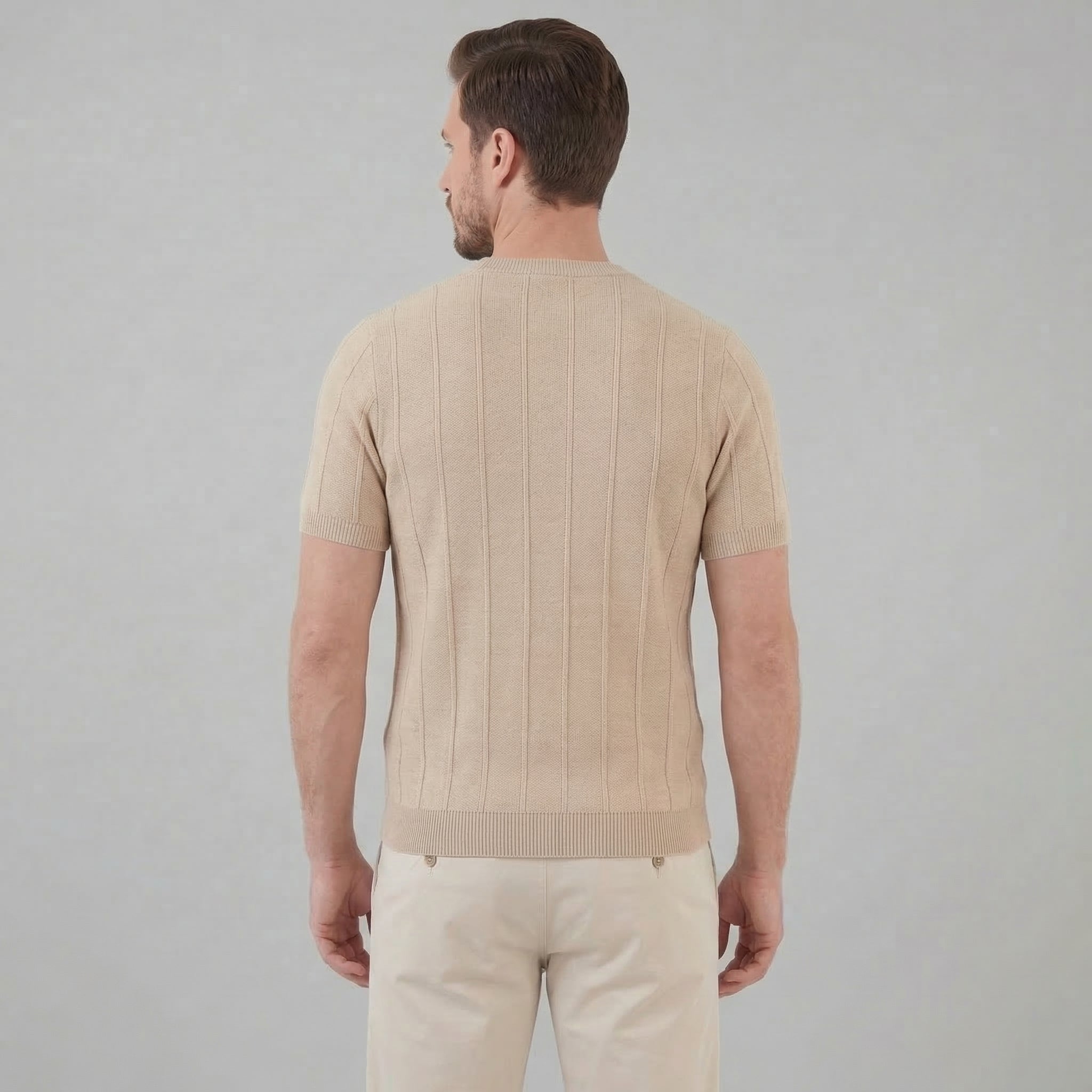 Ribbed Knit Long Sleeve T-Shirt for Men