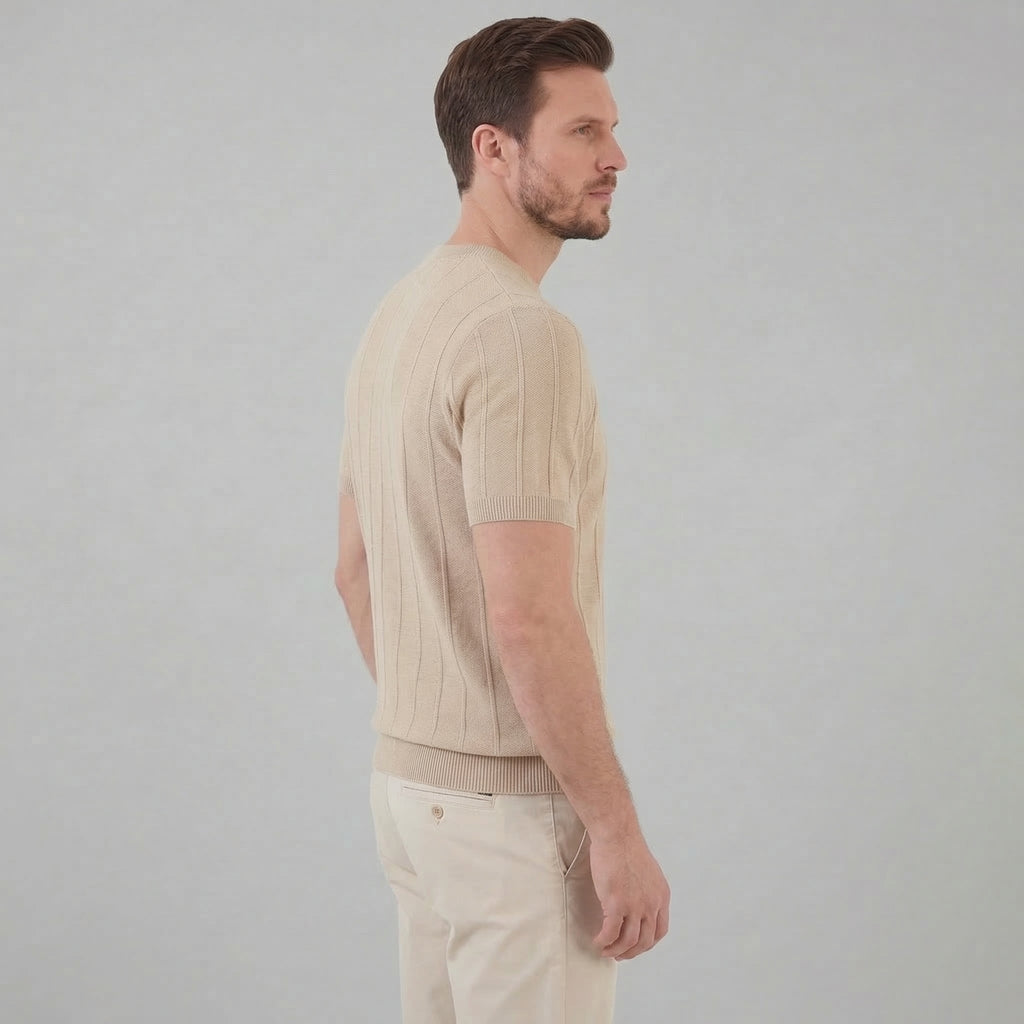 Ribbed Knit Long Sleeve T-Shirt for Men