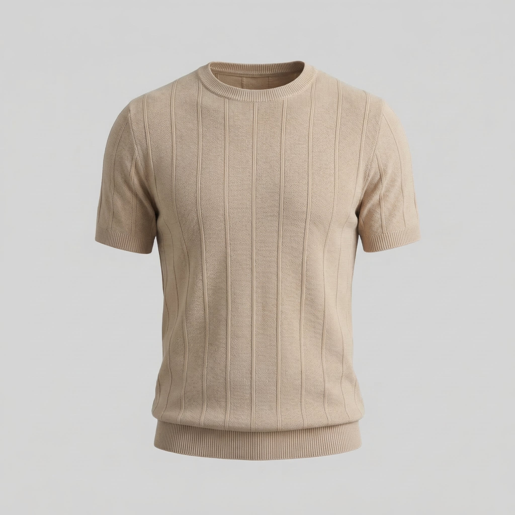 Ribbed Knit Long Sleeve T-Shirt for Men