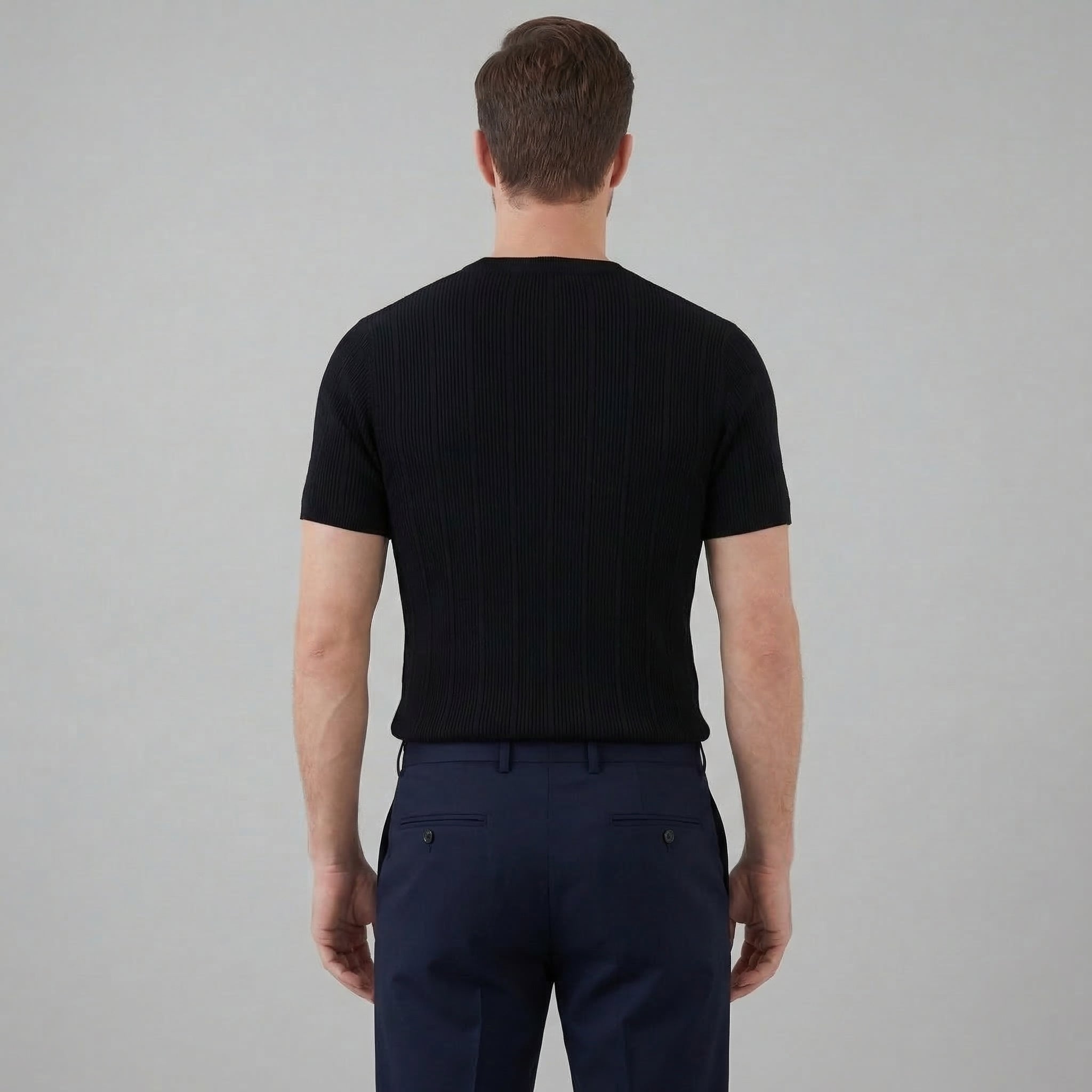 Ribbed Knit Long Sleeve T-Shirt for Men