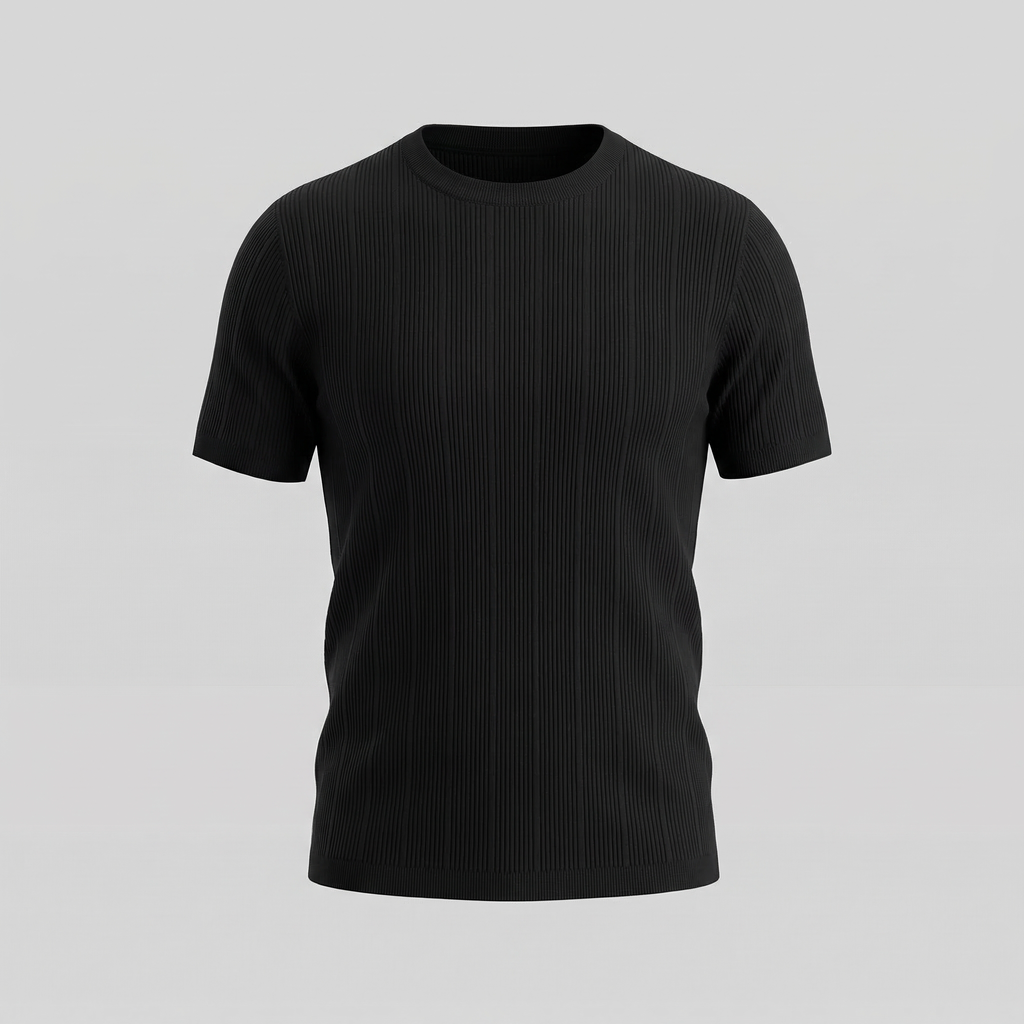 Ribbed Knit Long Sleeve T-Shirt for Men