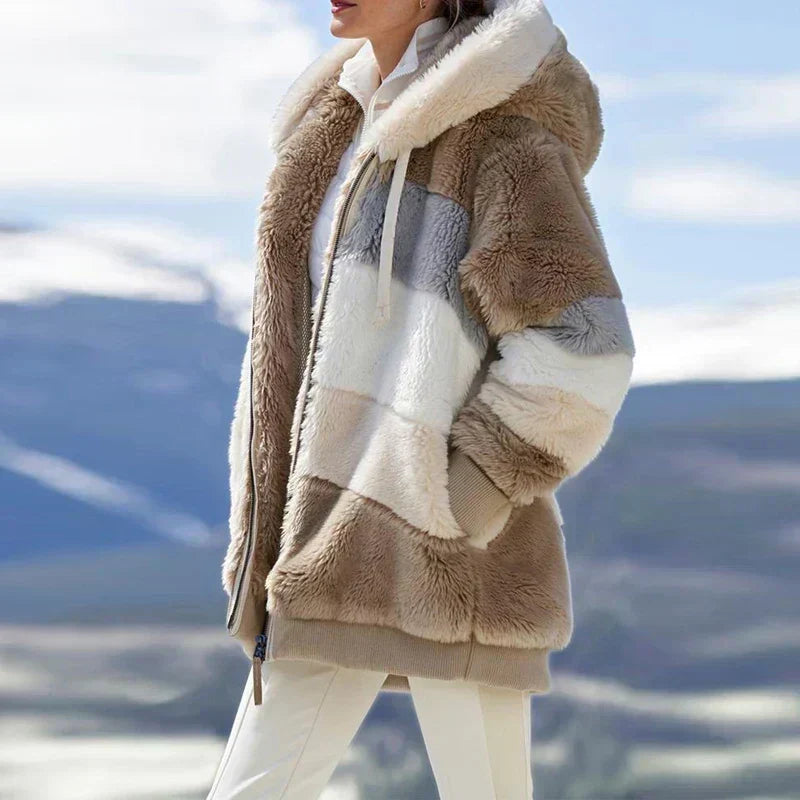 Warm Women's Winter Jacket with Hood | Zipper, Long Sleeve