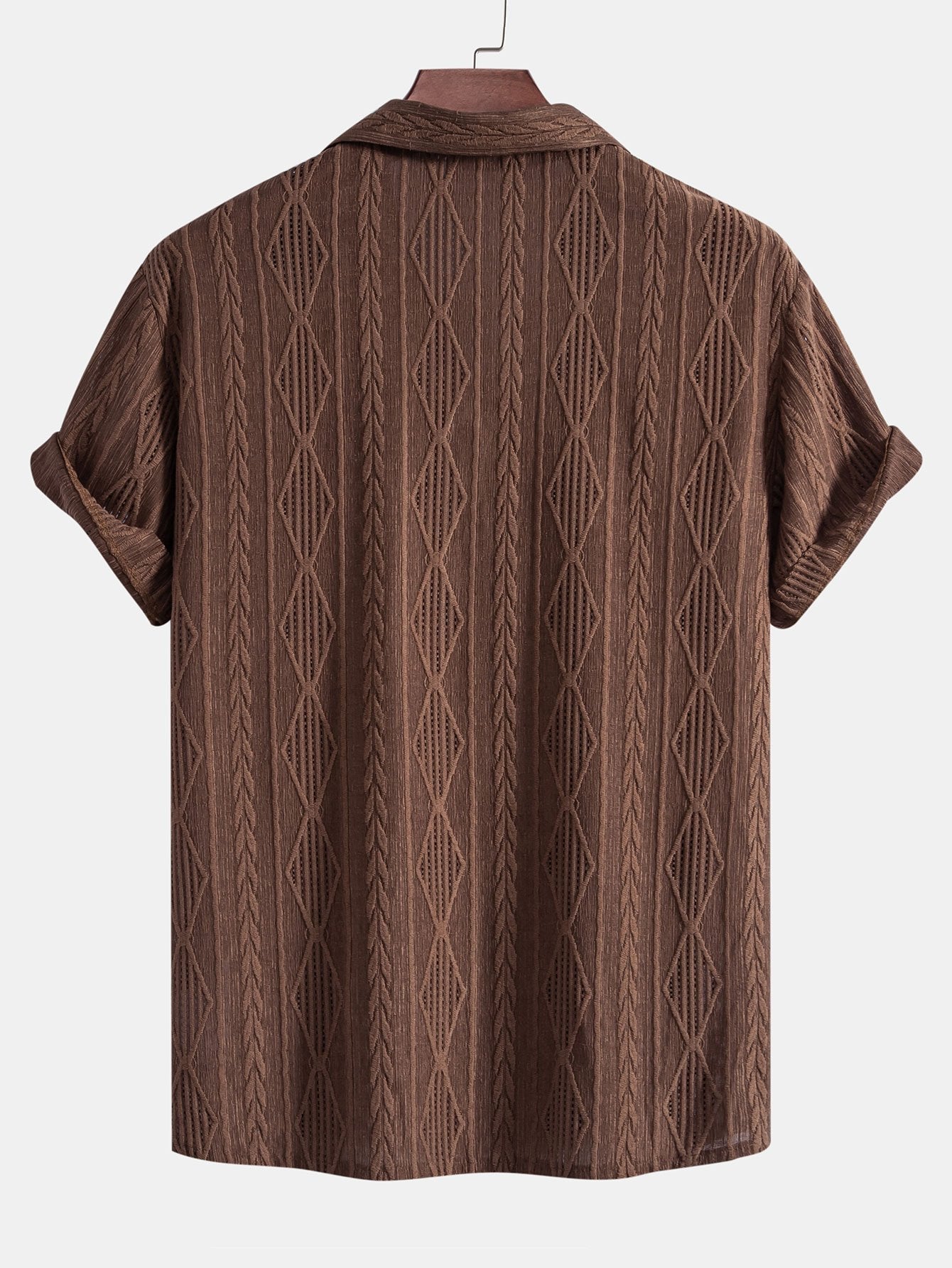 Textured Camp Collar Short Sleeve Shirt for Men