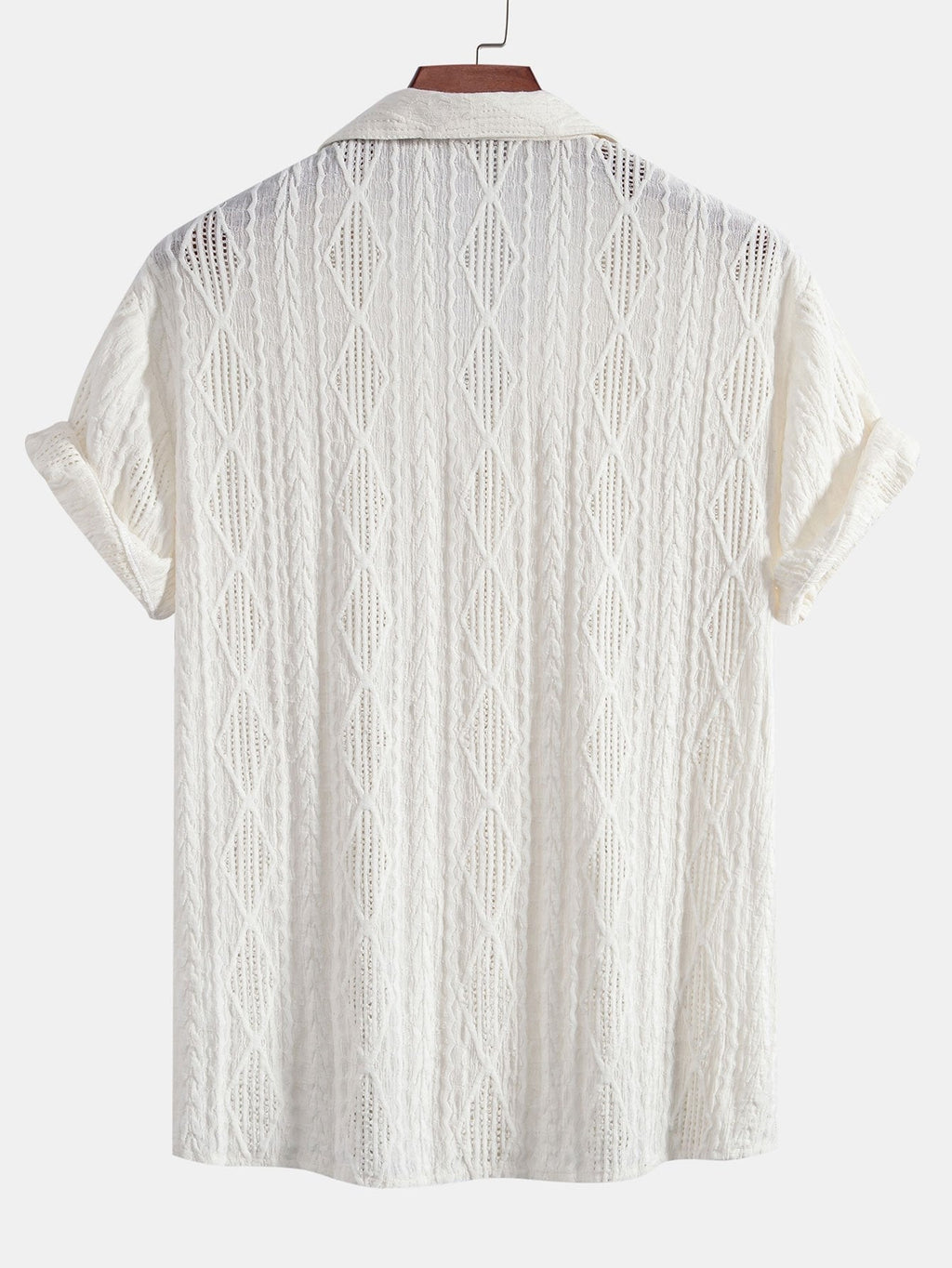 Textured Camp Collar Short Sleeve Shirt for Men