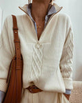 Urelia | Stylish Cable Knit Half-Zip Sweater