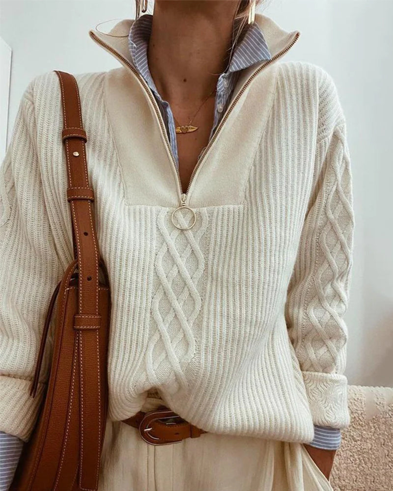 Urelia | Stylish Cable Knit Half-Zip Sweater