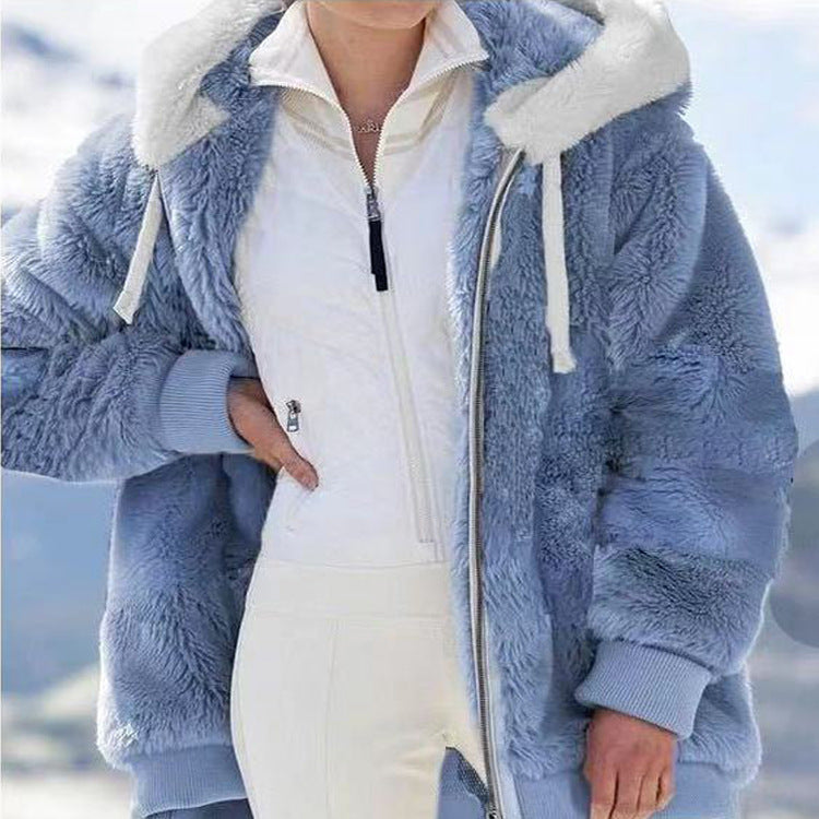 Warm Women's Winter Jacket with Hood | Zipper, Long Sleeve