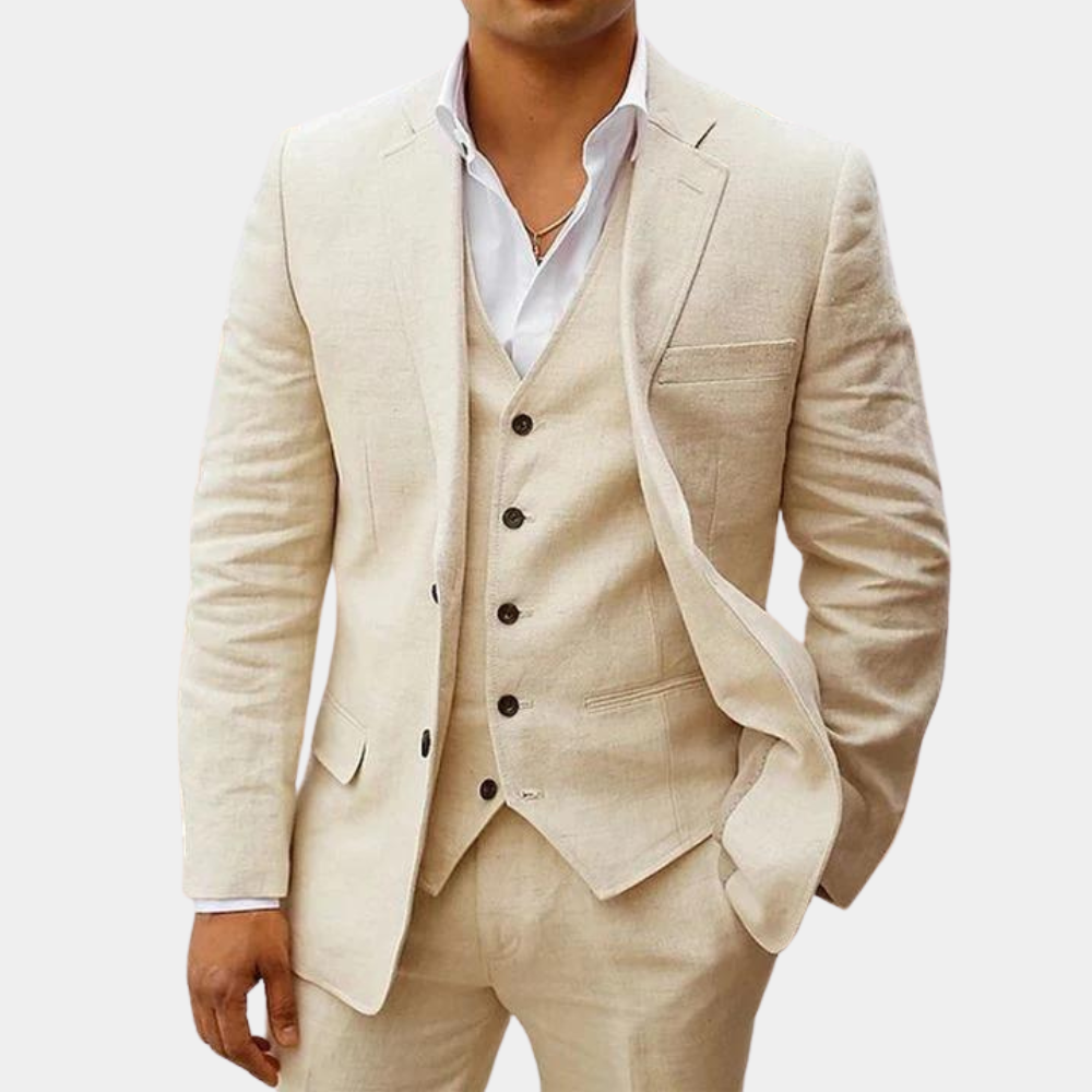 Notch Lapel Single Breasted Three Piece Suit for Men | Wedding Formal Wear