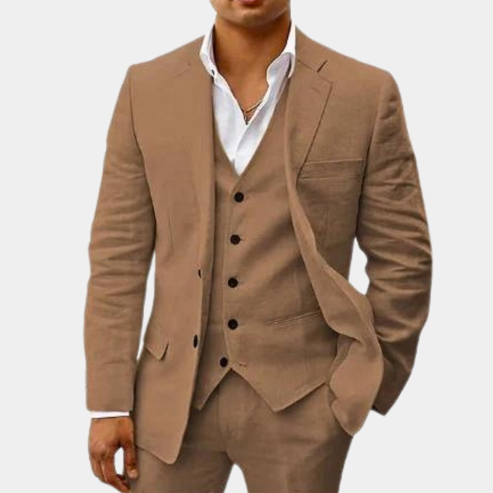 Notch Lapel Single Breasted Three Piece Suit for Men | Wedding Formal Wear
