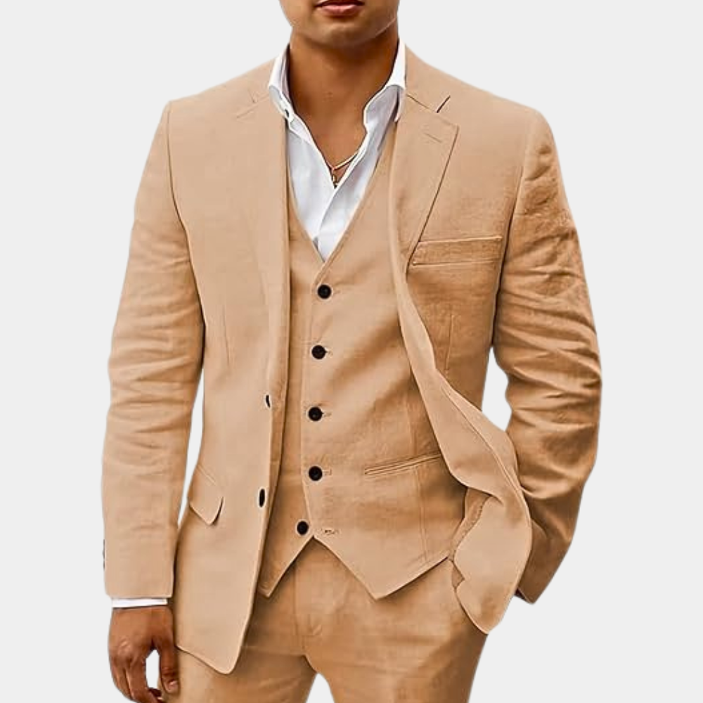 Notch Lapel Single Breasted Three Piece Suit for Men | Wedding Formal Wear