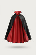 Black and Red Reversible Vampire Halloween Cape with Stand Collar for Kids
