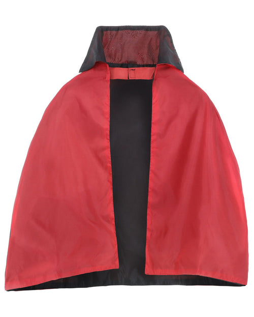 Black and Red Reversible Vampire Halloween Cape with Stand Collar for Kids