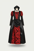 Red and Black Stand Collar Vampire Princess Dress for Women | Halloween Costume