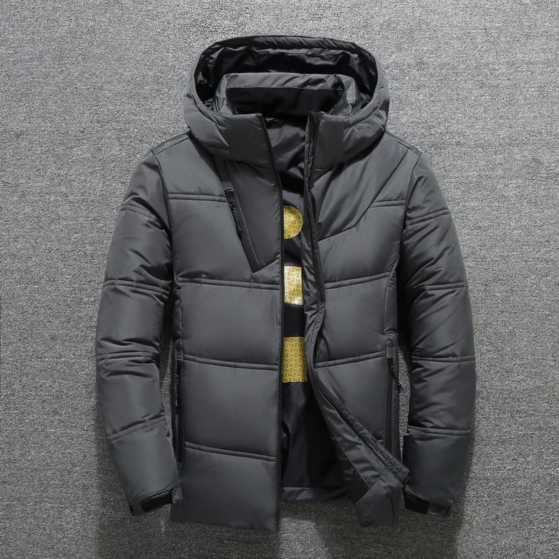 Black Quilted Down Puffer Jacket for Men | Warm Heavy Winter Outerwear Coat