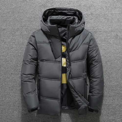 Black Quilted Down Puffer Jacket for Men | Warm Heavy Winter Outerwear Coat