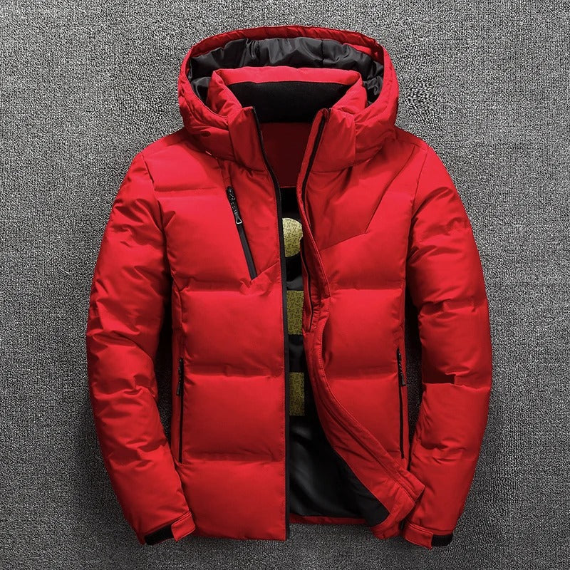 Black Quilted Down Puffer Jacket for Men | Warm Heavy Winter Outerwear Coat