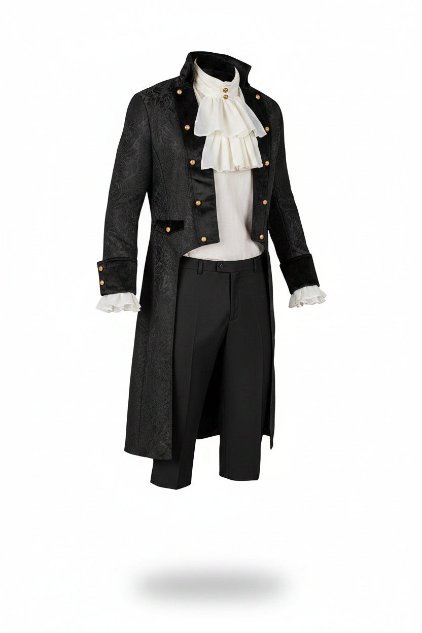 Black and Gold Embossed Victorian Tailored Costume Coat for Men | Halloween