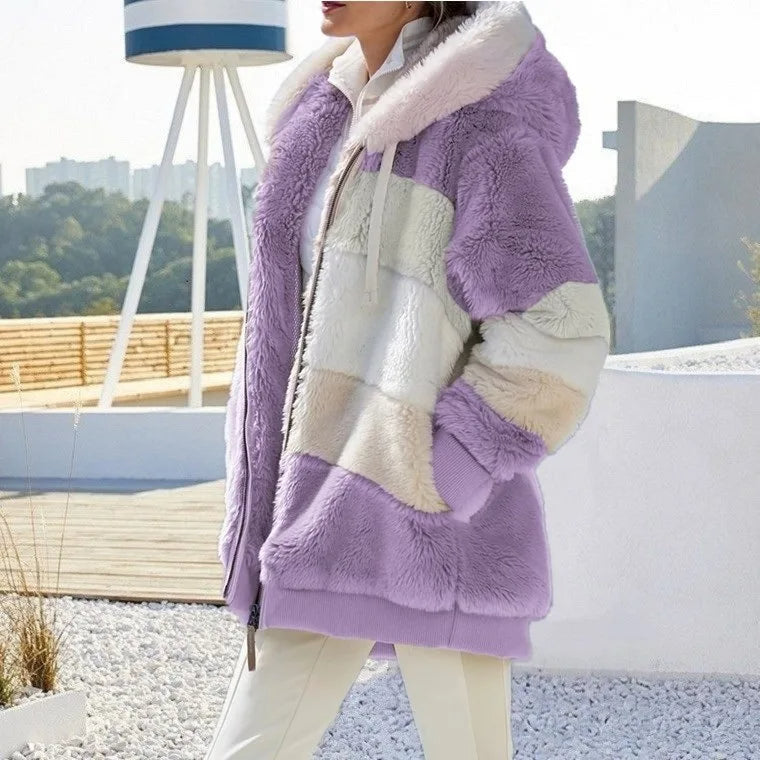 Warm Women's Winter Jacket with Hood | Zipper, Long Sleeve