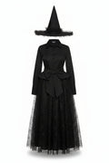 Black Spiderweb Lace Witch Dress and Hat Costume for Women | Halloween Party