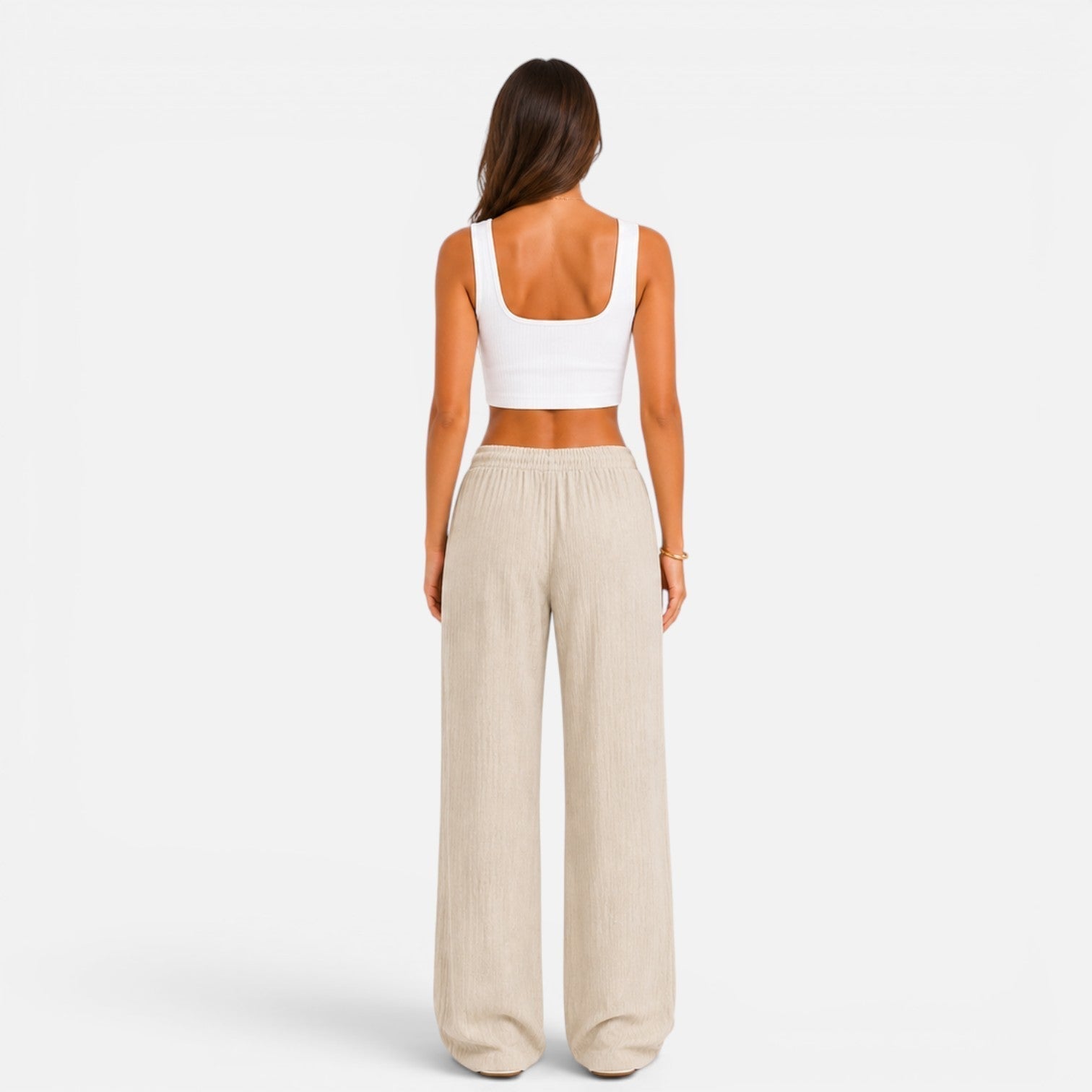 Wide Leg Trousers for Women with Elasticated Waist Relaxed Fit
