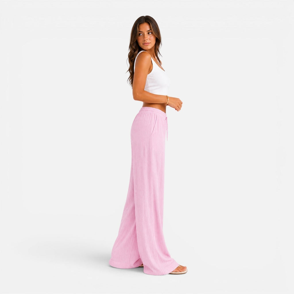 Wide Leg Trousers for Women with Elasticated Waist Relaxed Fit