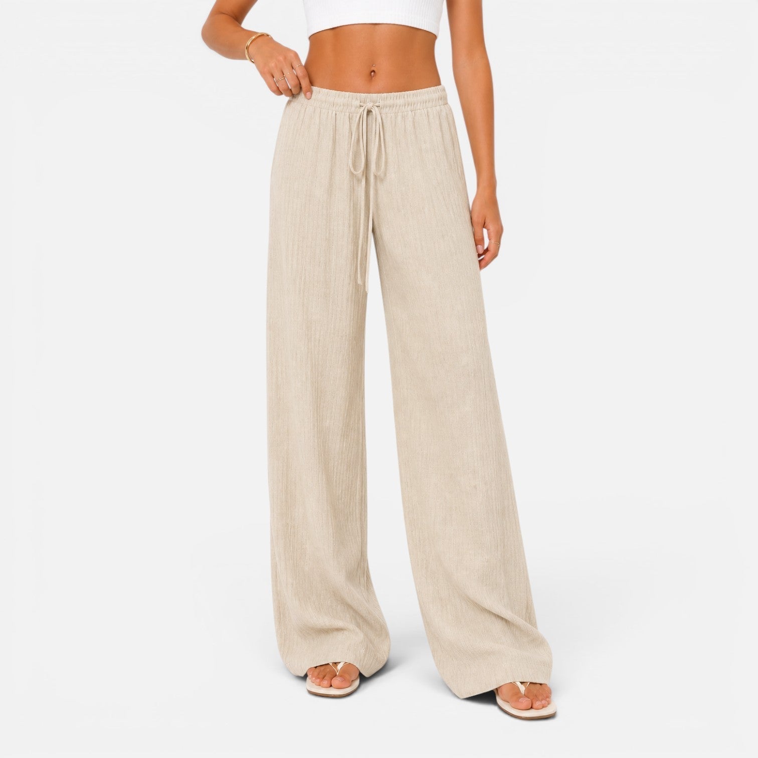 Wide Leg Trousers for Women with Elasticated Waist Relaxed Fit