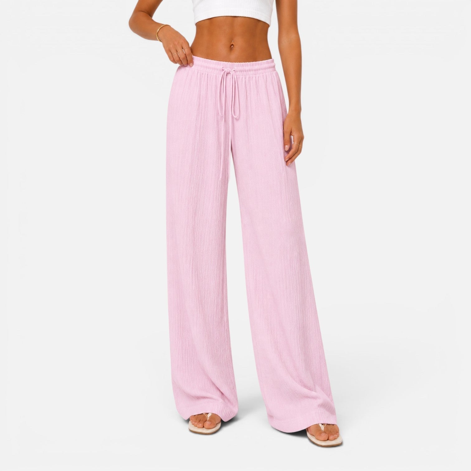 Wide Leg Trousers for Women with Elasticated Waist Relaxed Fit