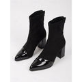Stretch Shaft Cap Toe Chunky Block Heel Ankle Boots for Women | Slip On Style
