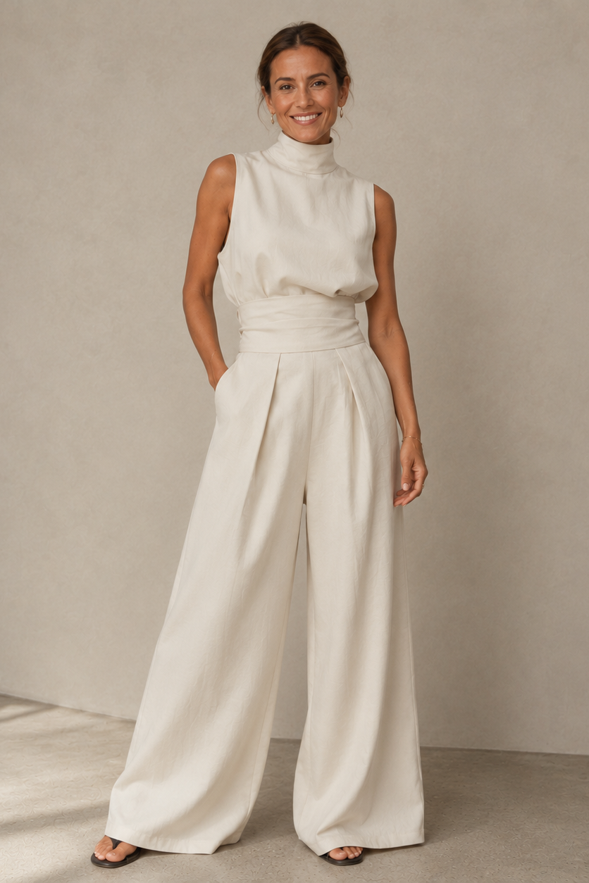 Sleeveless Wide Leg Two-Piece Set for Women | Summer Holiday