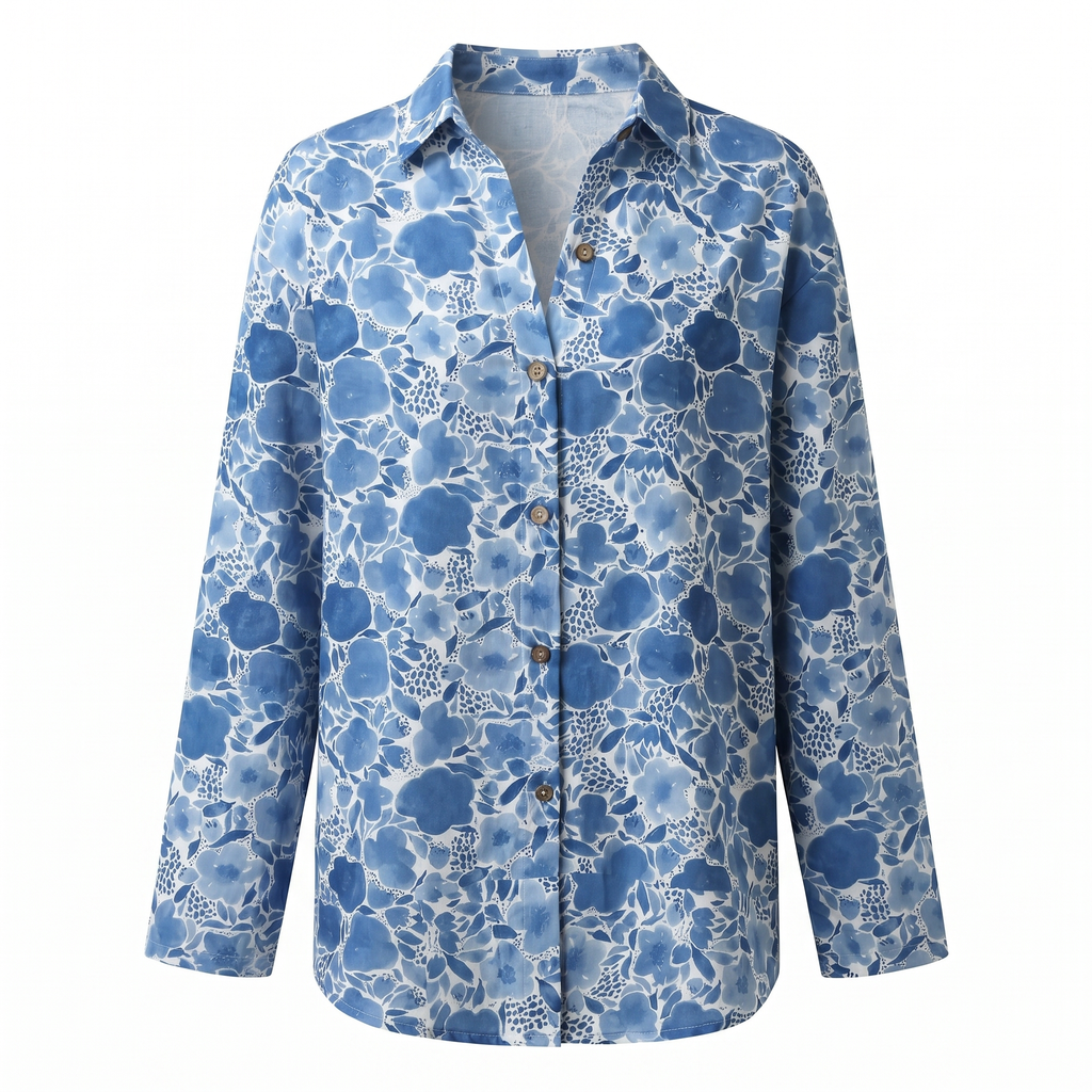Abstract Print Split Neck Blouse for Women