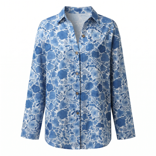 Abstract Print Split Neck Blouse for Women