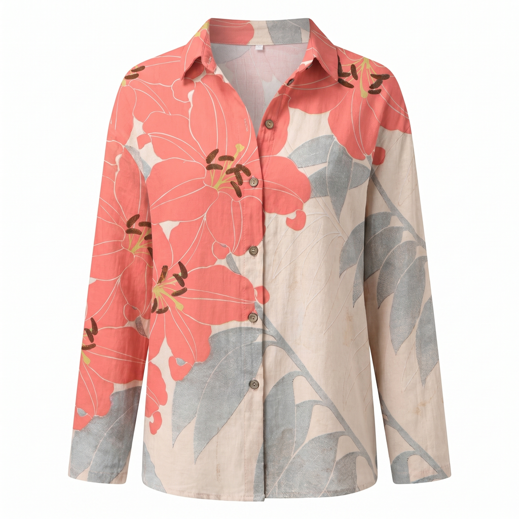 Abstract Print Split Neck Blouse for Women