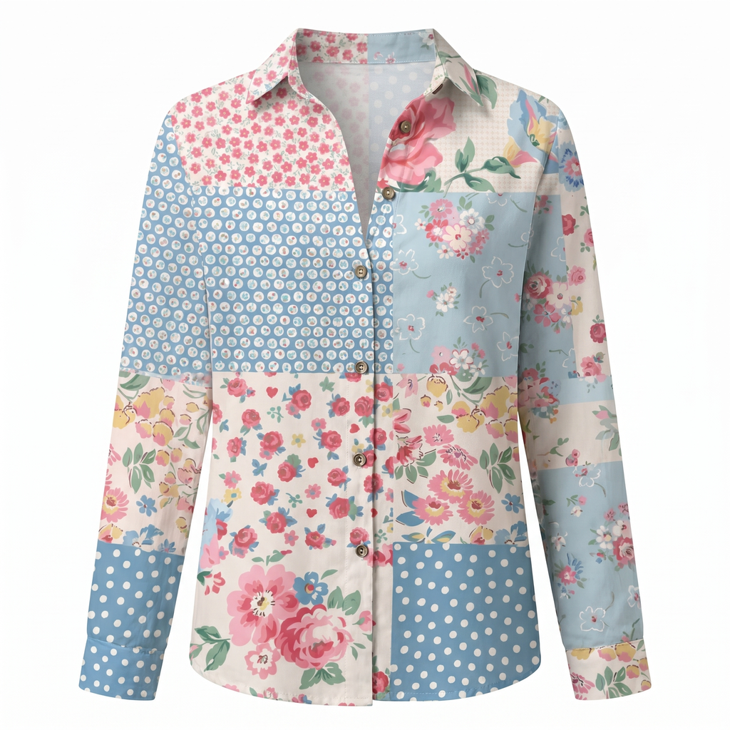 Abstract Print Split Neck Blouse for Women