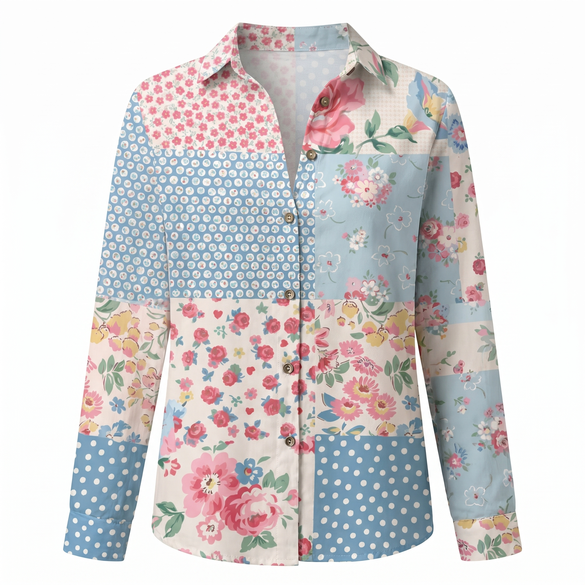 Abstract Print Split Neck Blouse for Women