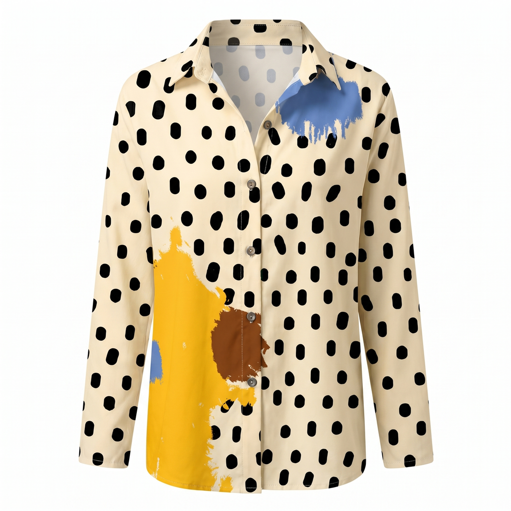 Abstract Print Split Neck Blouse for Women