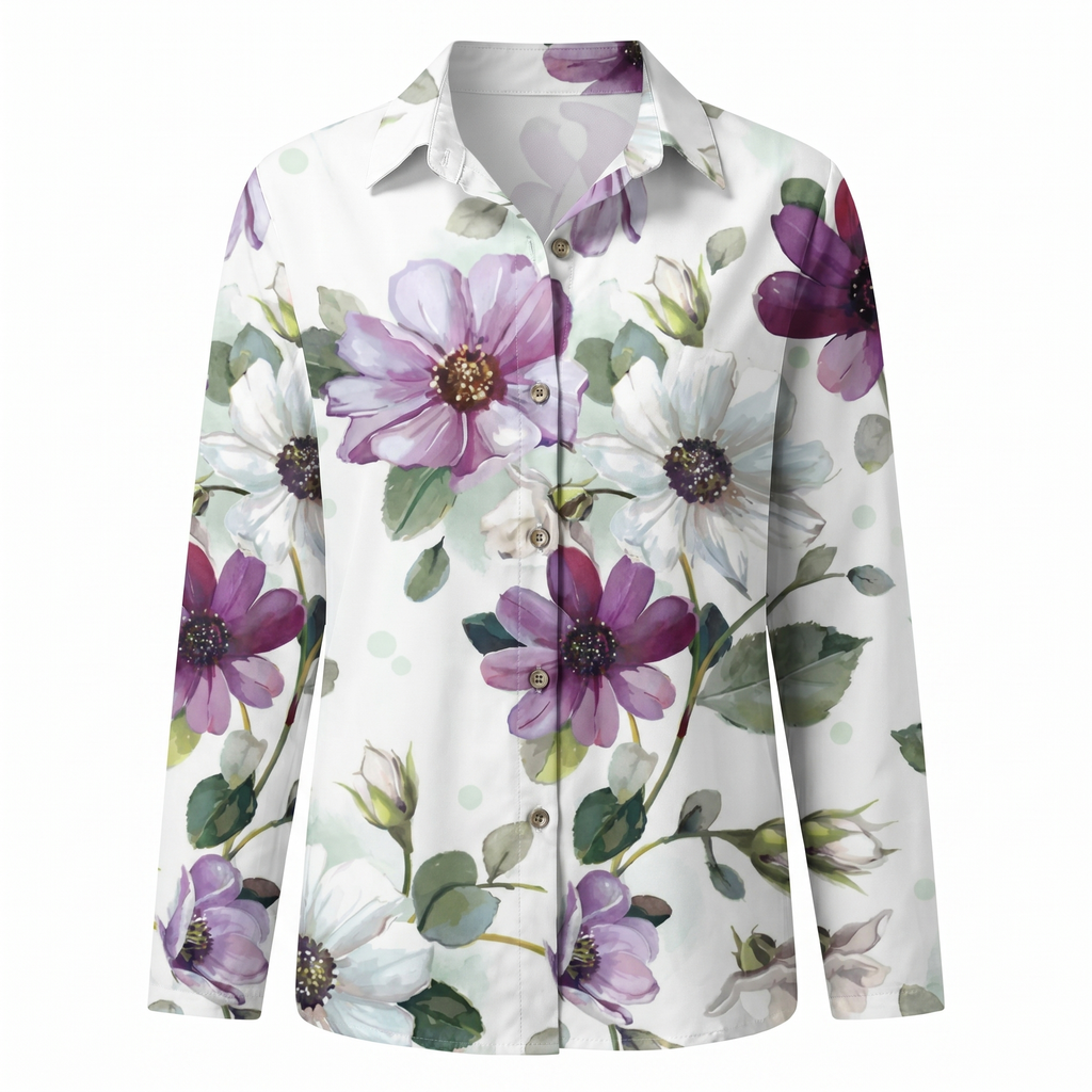 Abstract Print Split Neck Blouse for Women