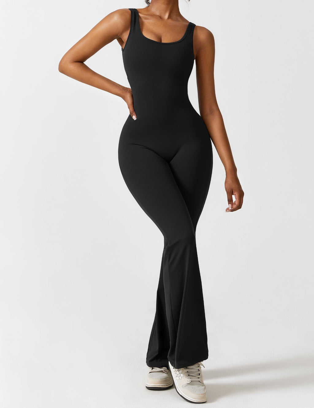 Open Back Flared Leg Jumpsuit for Women | Athleisure Workout Collection