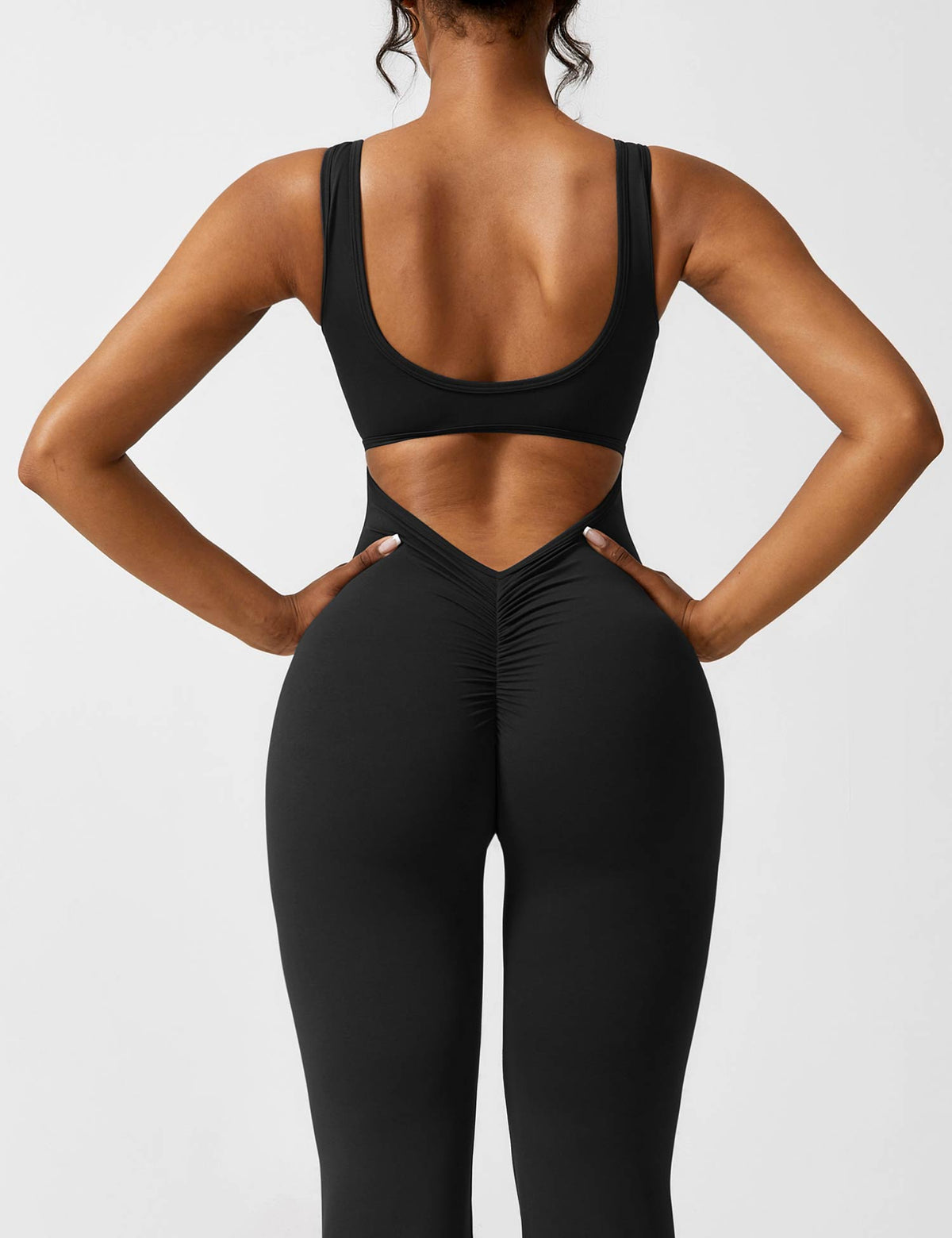 Open Back Flared Leg Jumpsuit for Women | Athleisure Workout Collection