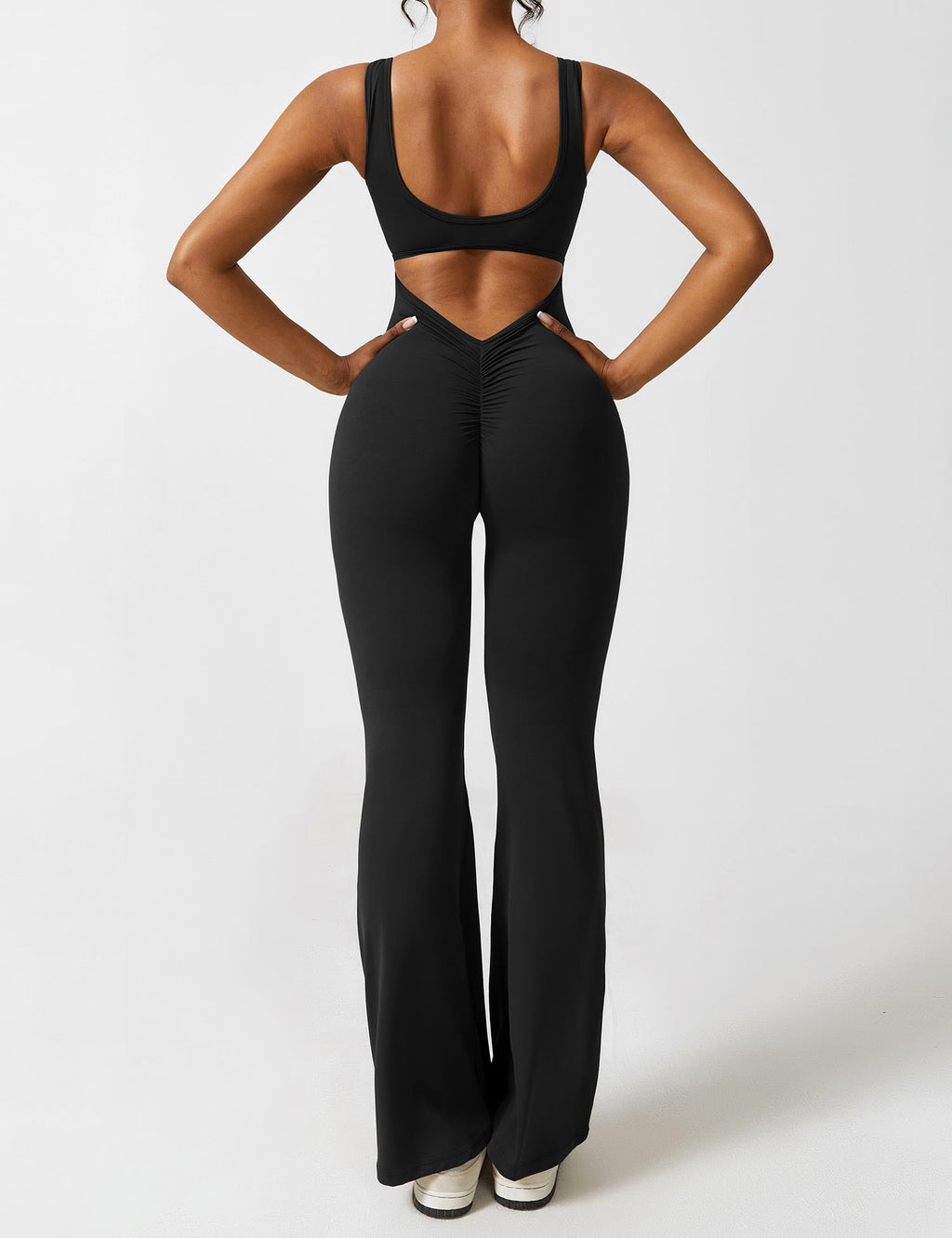 Open Back Flared Leg Jumpsuit for Women | Athleisure Workout Collection